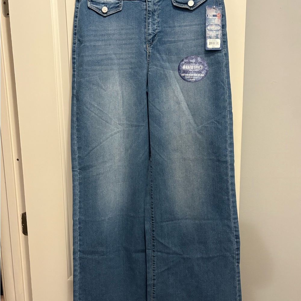 Blue Spice Flare & Wide Leg Jeans in Light Blue